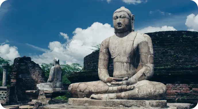 Ancient Buddha statue in a meditative pose at Polonnaruwa, Sri Lanka